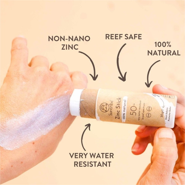 2026 Suntribe Organic Mineral Zinc Sun Stick SPF 50 STZS - White